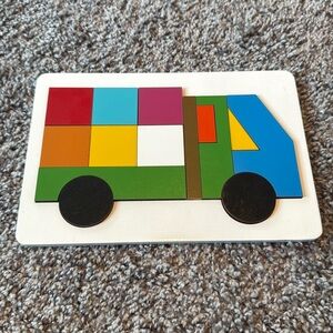 Wooden tangram puzzle Colorful Wooden Puzzle Truck Toy Montessori Waldorf